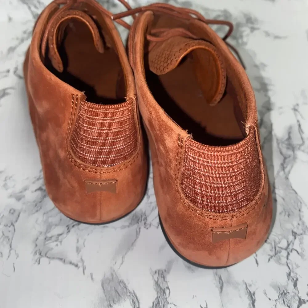 Camper Brown Nubuck Suede Leather Right Lightweight Ankle Booties Size 38 US 8